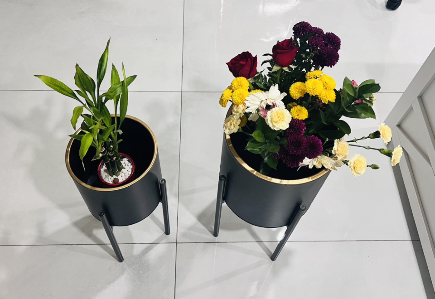 50% off - Two Black Metal Plant Stands