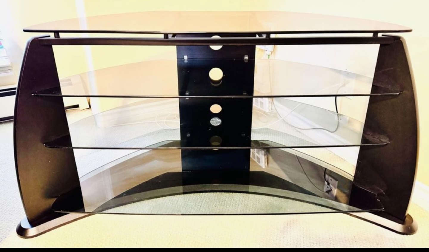 Corner TV Stand with Tempered Glass Shelves