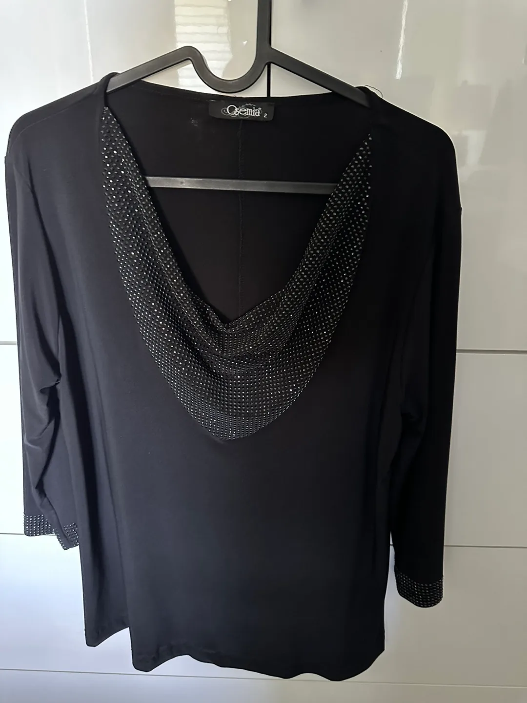 Black Geminii Blouse with Rhinestone Detail image indicator(3)