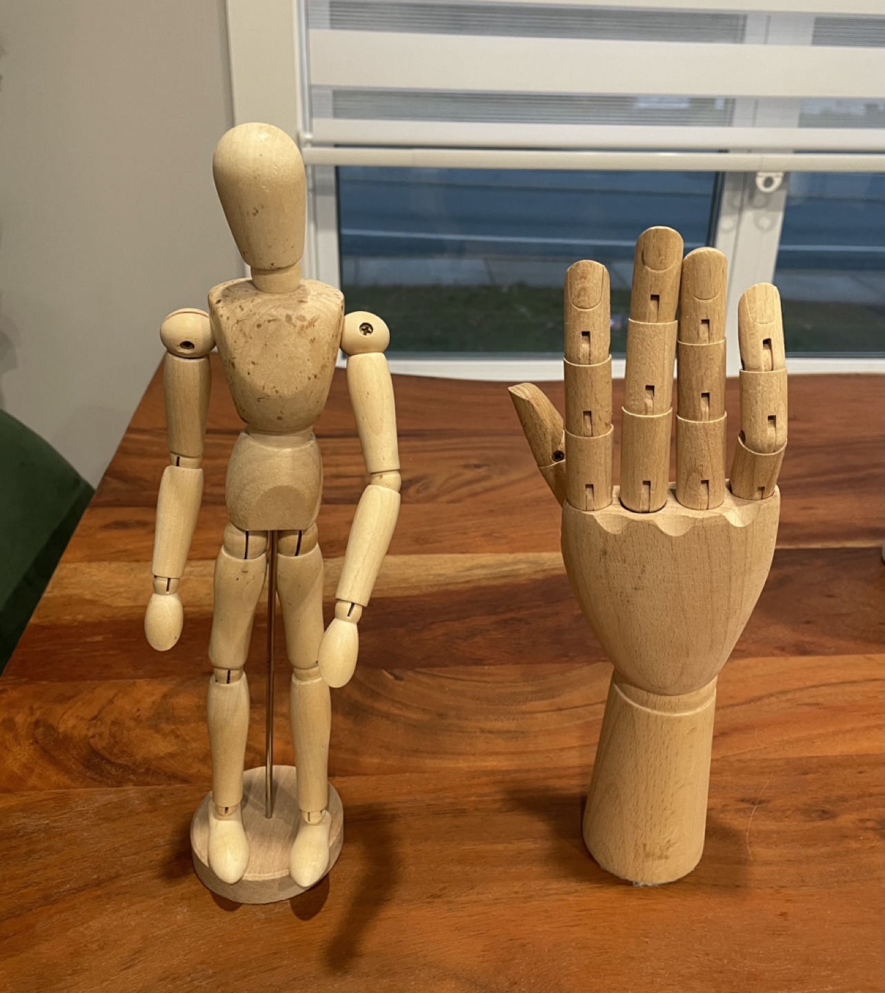 Wooden Artist's Mannequin and Hand
