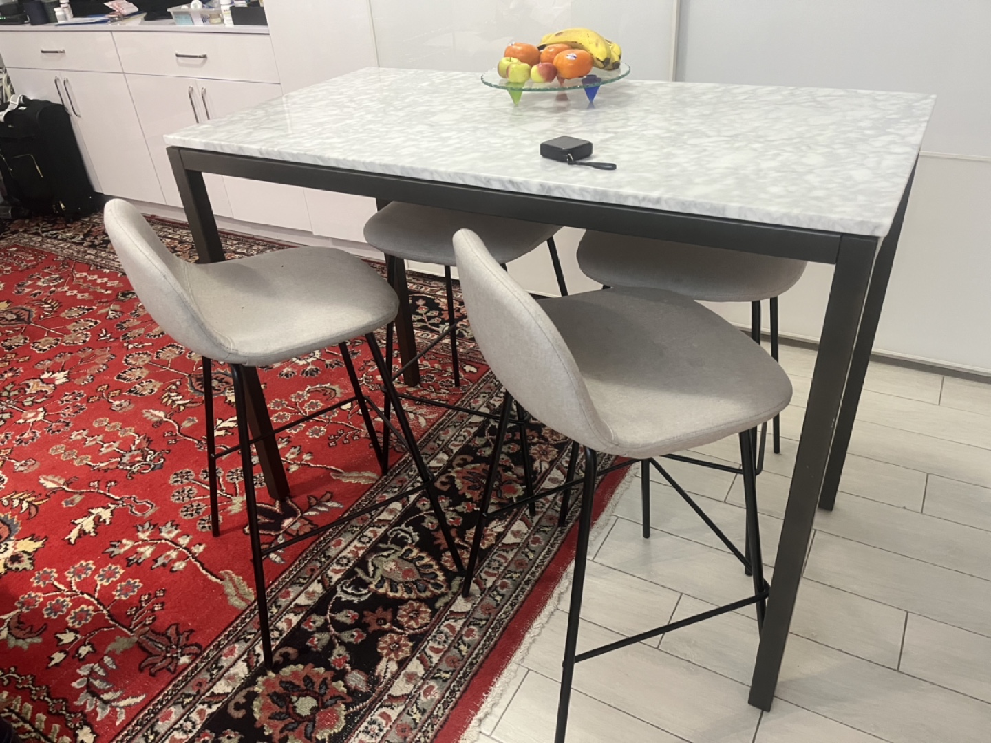 Marble Kitchen Counter Table and 4 Stools