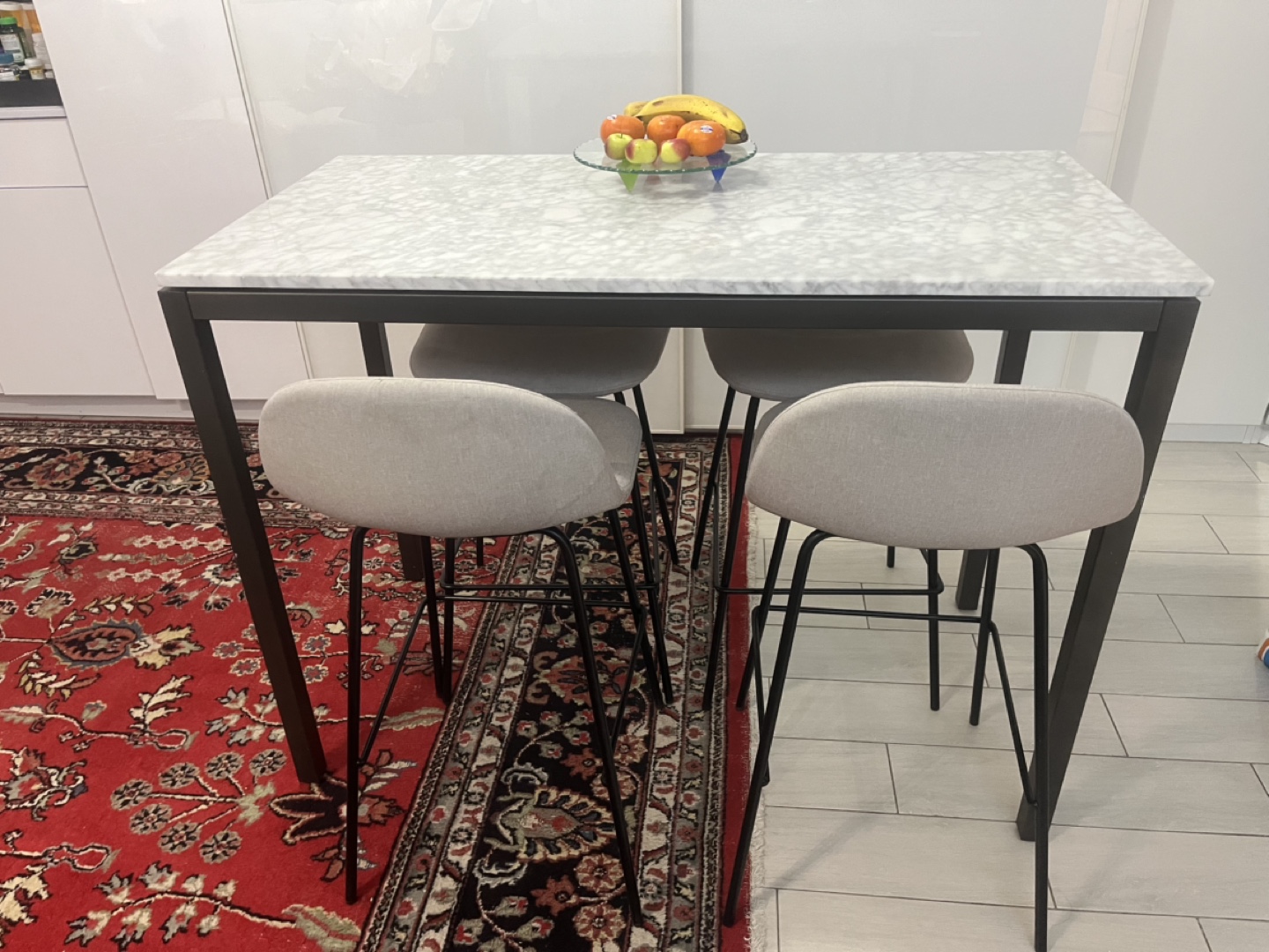 Marble Kitchen Counter Table and 4 Stools - photo 3