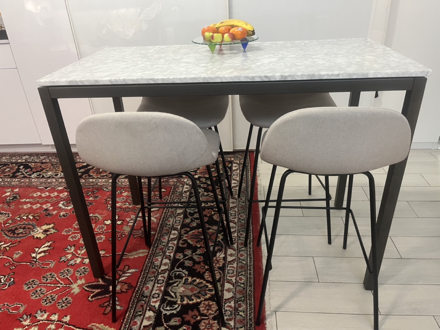 Marble Kitchen Counter Table and 4 Stools - photo 2