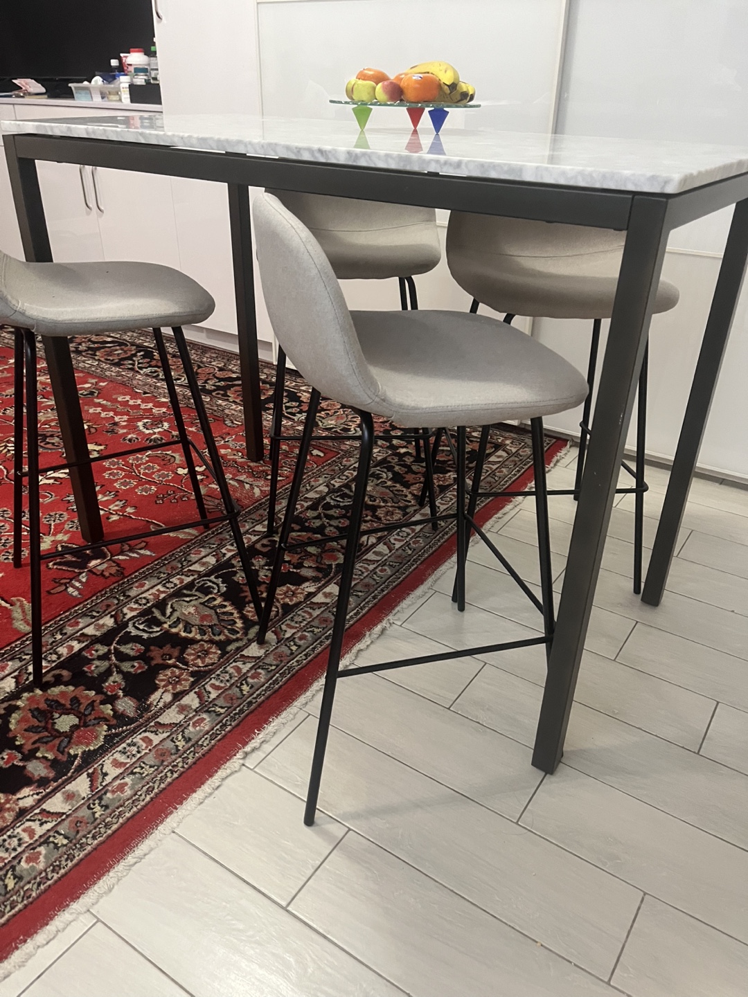 Marble Kitchen Counter Table and 4 Stools - photo 4