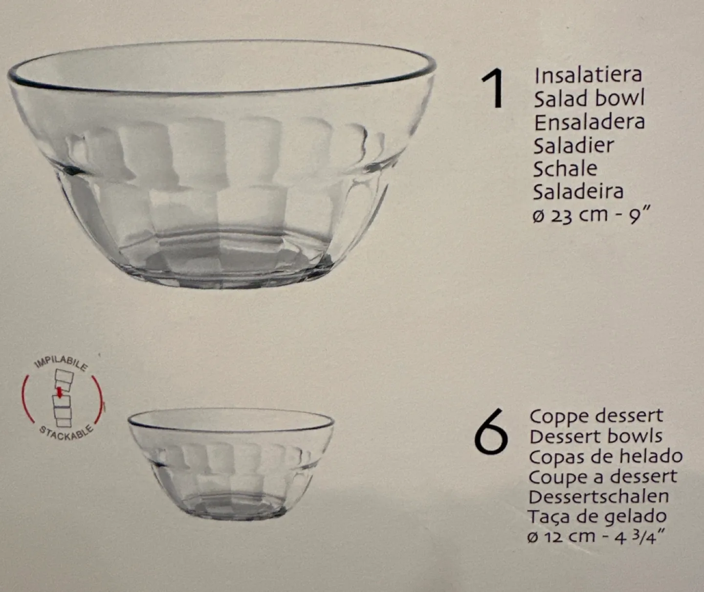 Bormioli Rocco Ercole Set Tavola 7 Piece Glass Bowls image indicator(6)