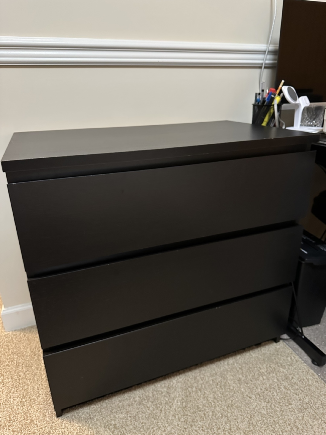 IKEA MALM BLACK 3-drawer dresser - photo 2