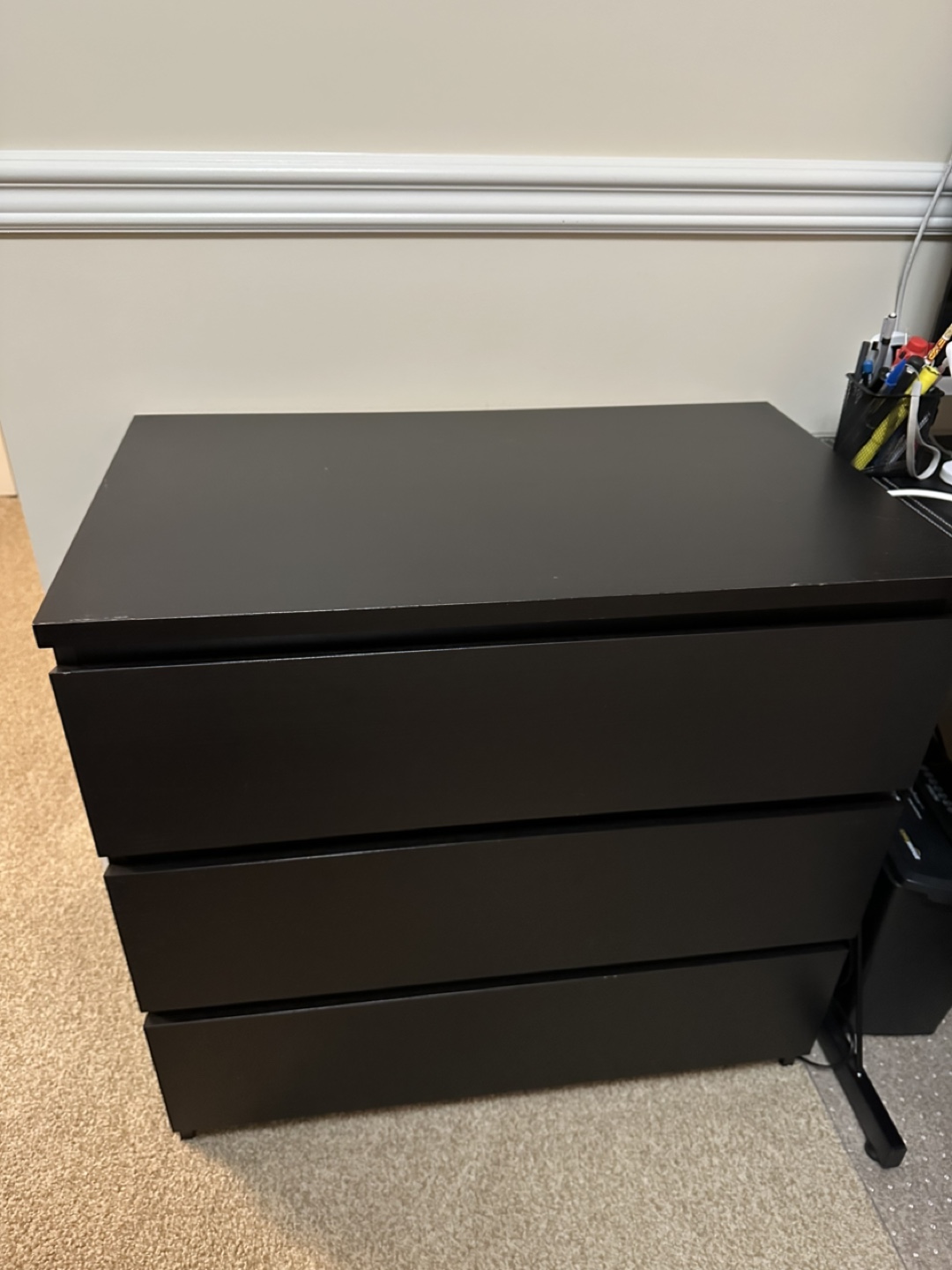 IKEA MALM BLACK 3-drawer dresser