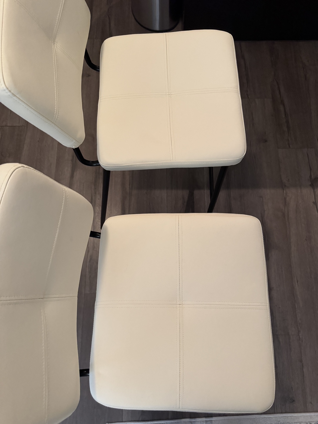 Faux Leather Counter Stools with Metal Legs, Set of 2, Cream - photo 4