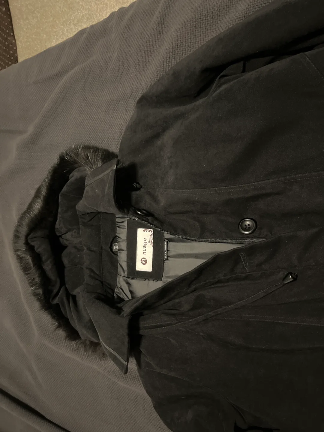 Nuage Black Winter Coat with Fur Hood image indicator(3)