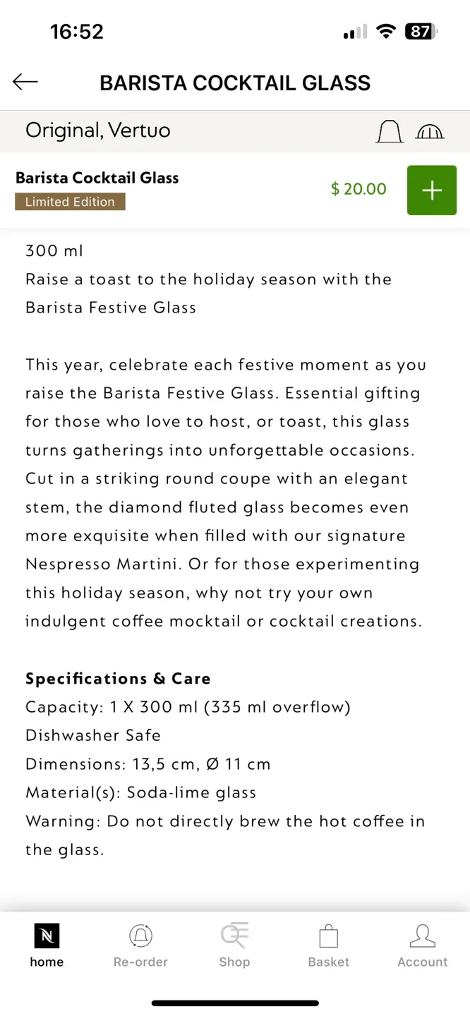 Nespresso - 2 Barista Cocktail Glasses - Brand new image indicator(5)