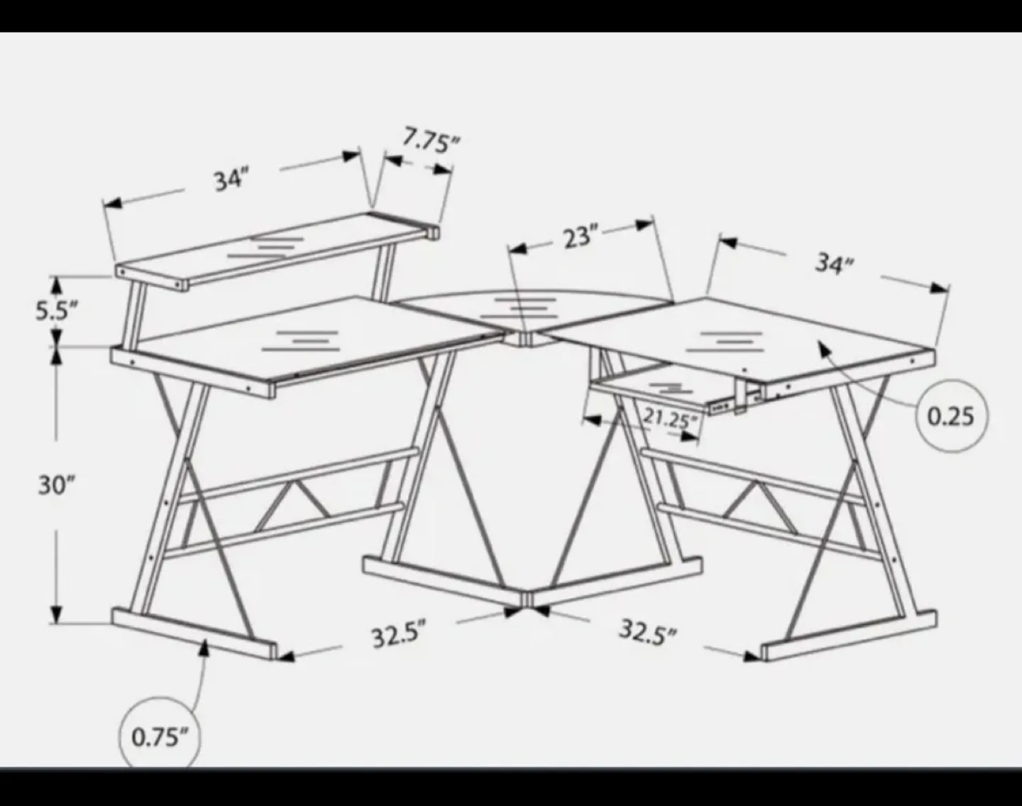 L-Shape Glass Desk (Metal and Glass) image indicator(2)