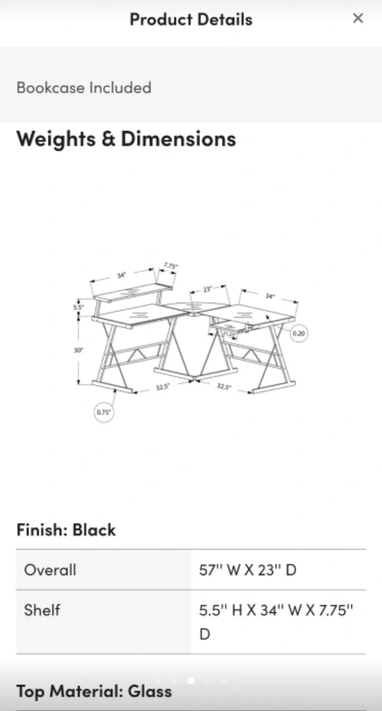 L-Shape Glass Desk (Metal and Glass) image indicator(4)