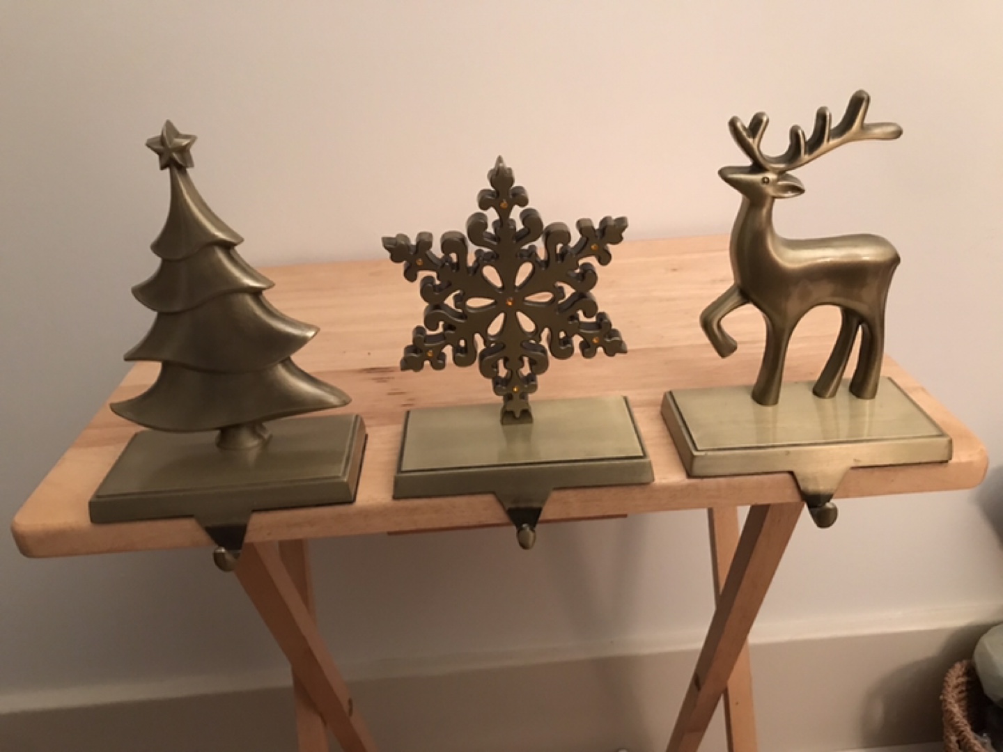 Set of 3 brass stocking hangers
