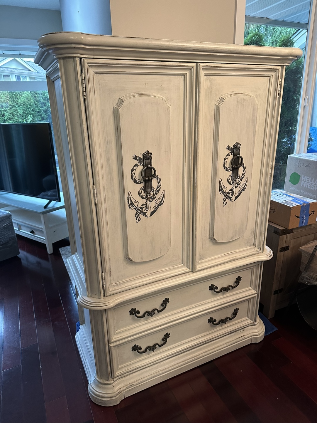 White Armoire with Anchor Detail