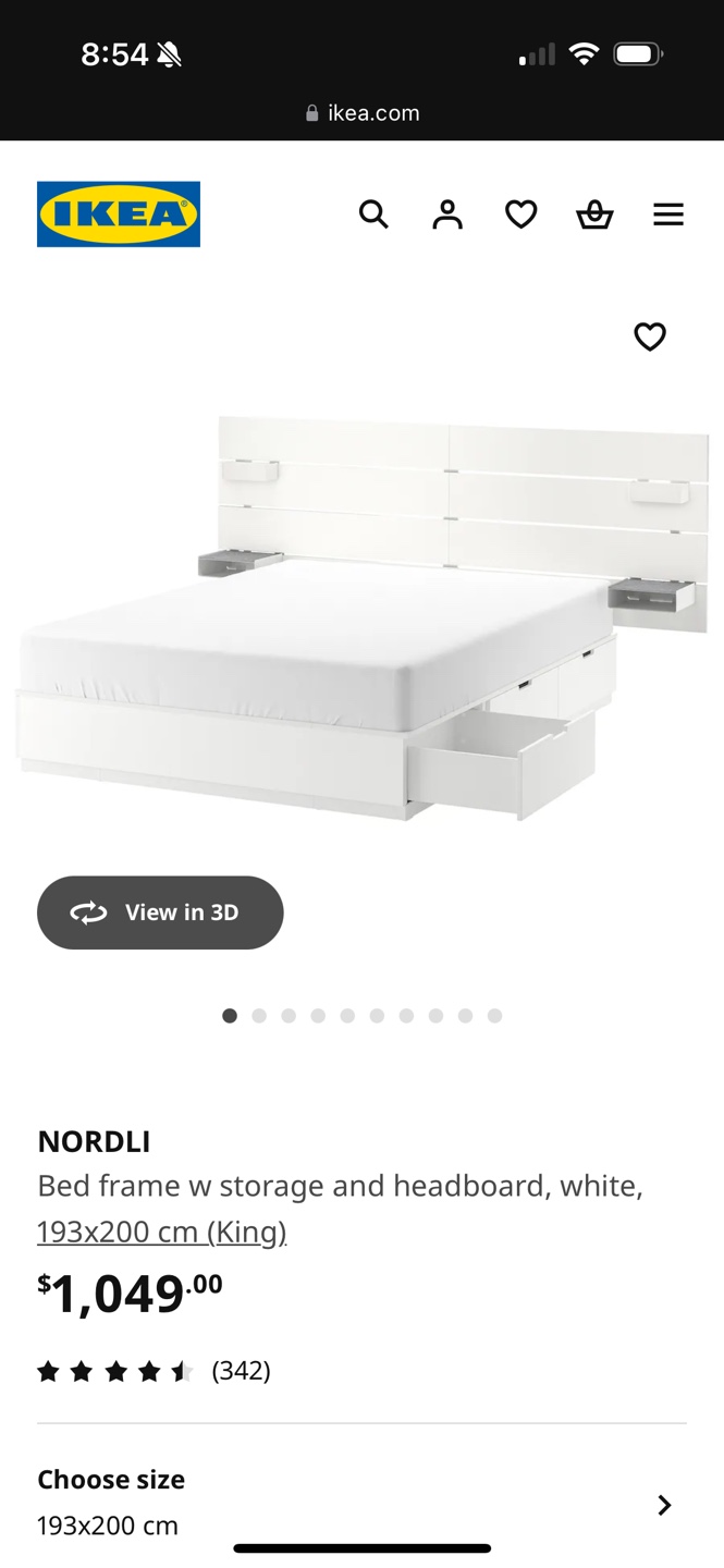 Reduced! IKEA NORDLI King Bed Frame with Storage
