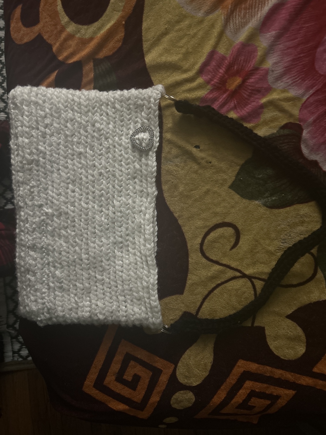 White Knit Bag with Black Strap