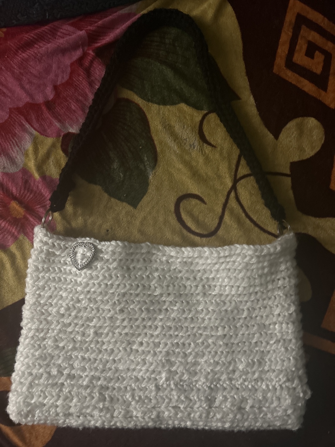White Knit Bag with Black Strap - photo 2