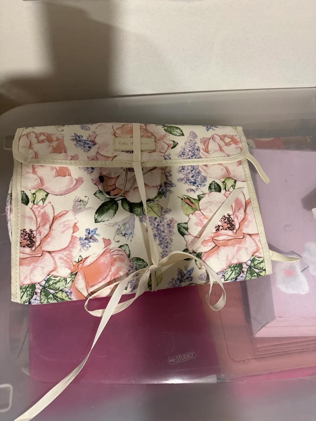 Floral Travel Makeup Bag image indicator(3)