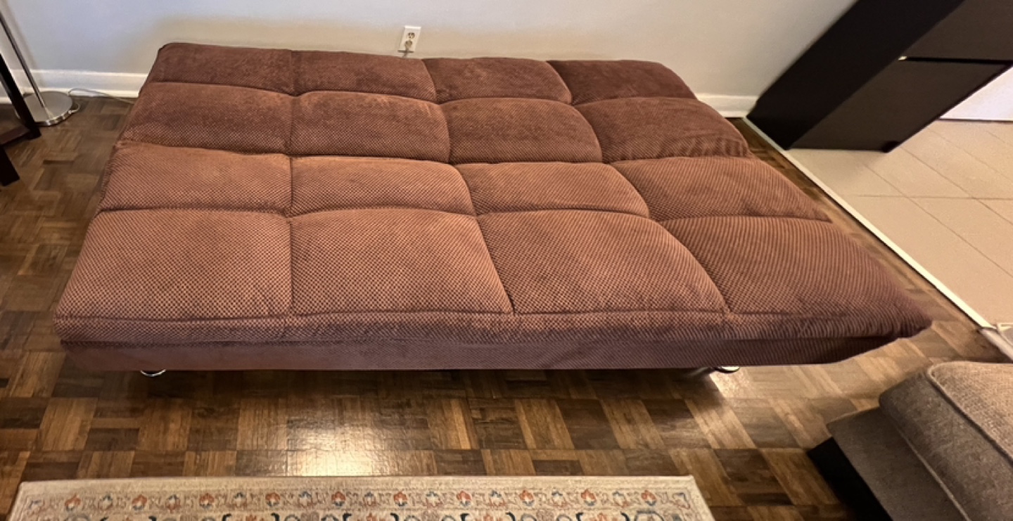 Brown Futon Sofa/bed with Ottoman - photo 4