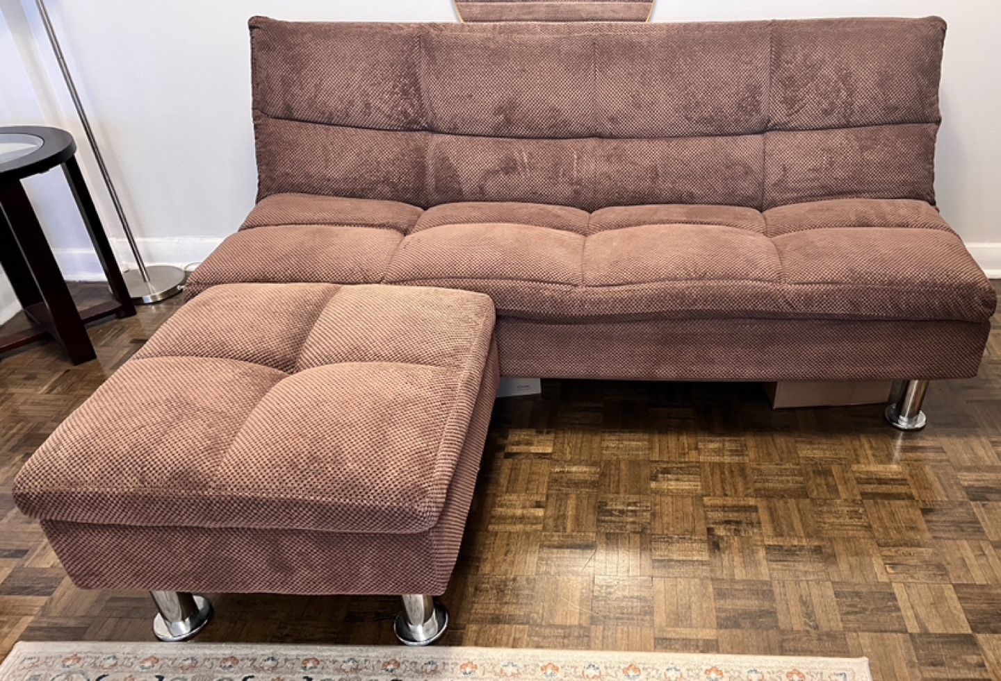 Brown Futon Sofa/bed with Ottoman - photo 2