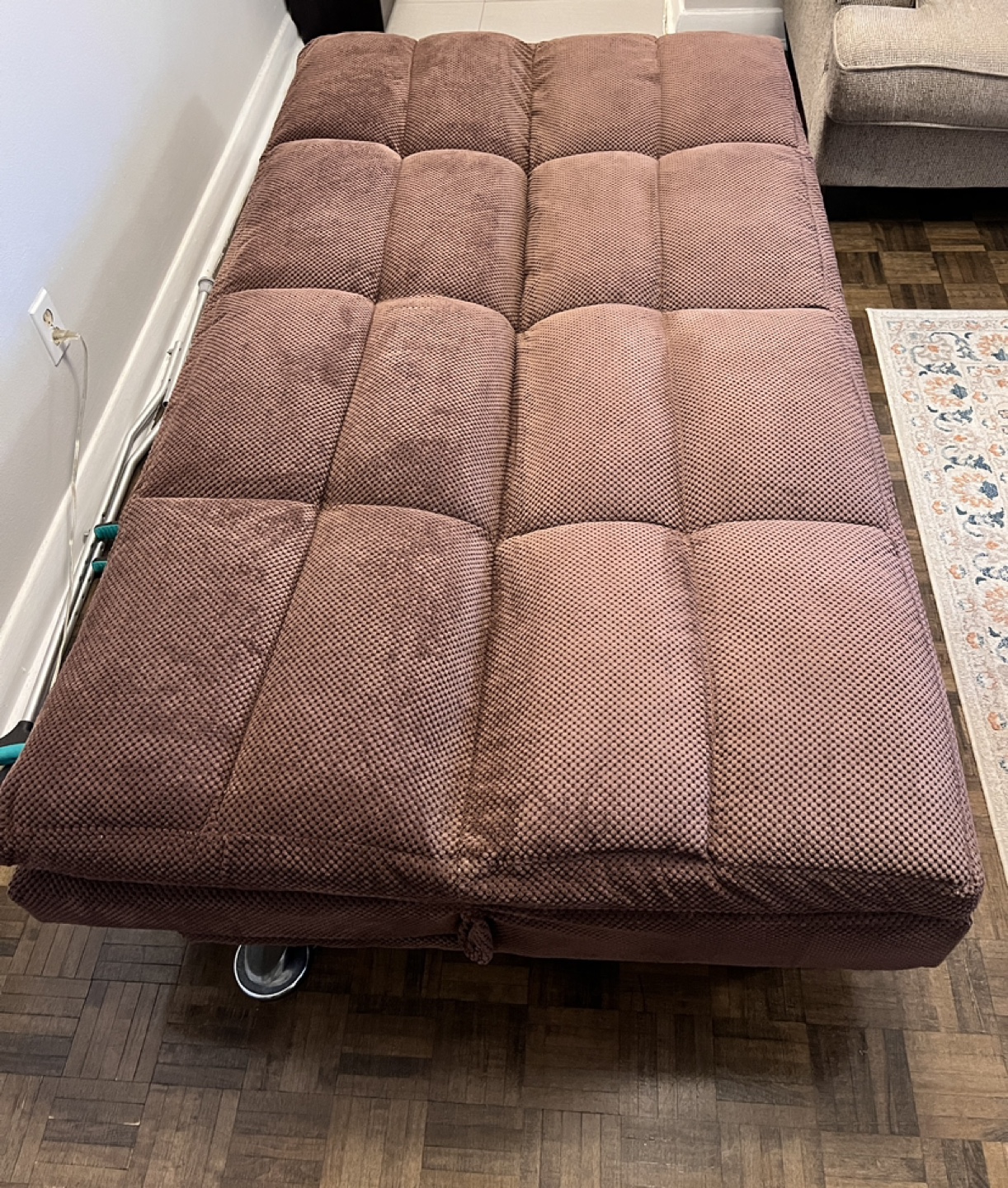 Brown Futon Sofa/bed with Ottoman - photo 3