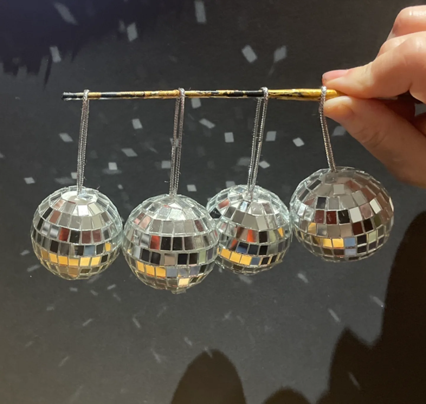 #ThriftyPicks Set of 4 Disco Ball Ornaments image indicator(2)