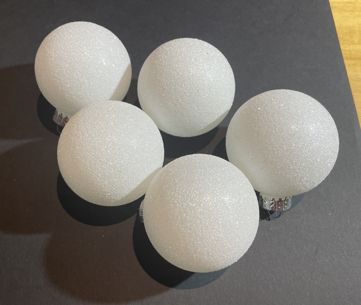 #ThriftyPicks Set of 5 White Glitter Christmas Ornaments