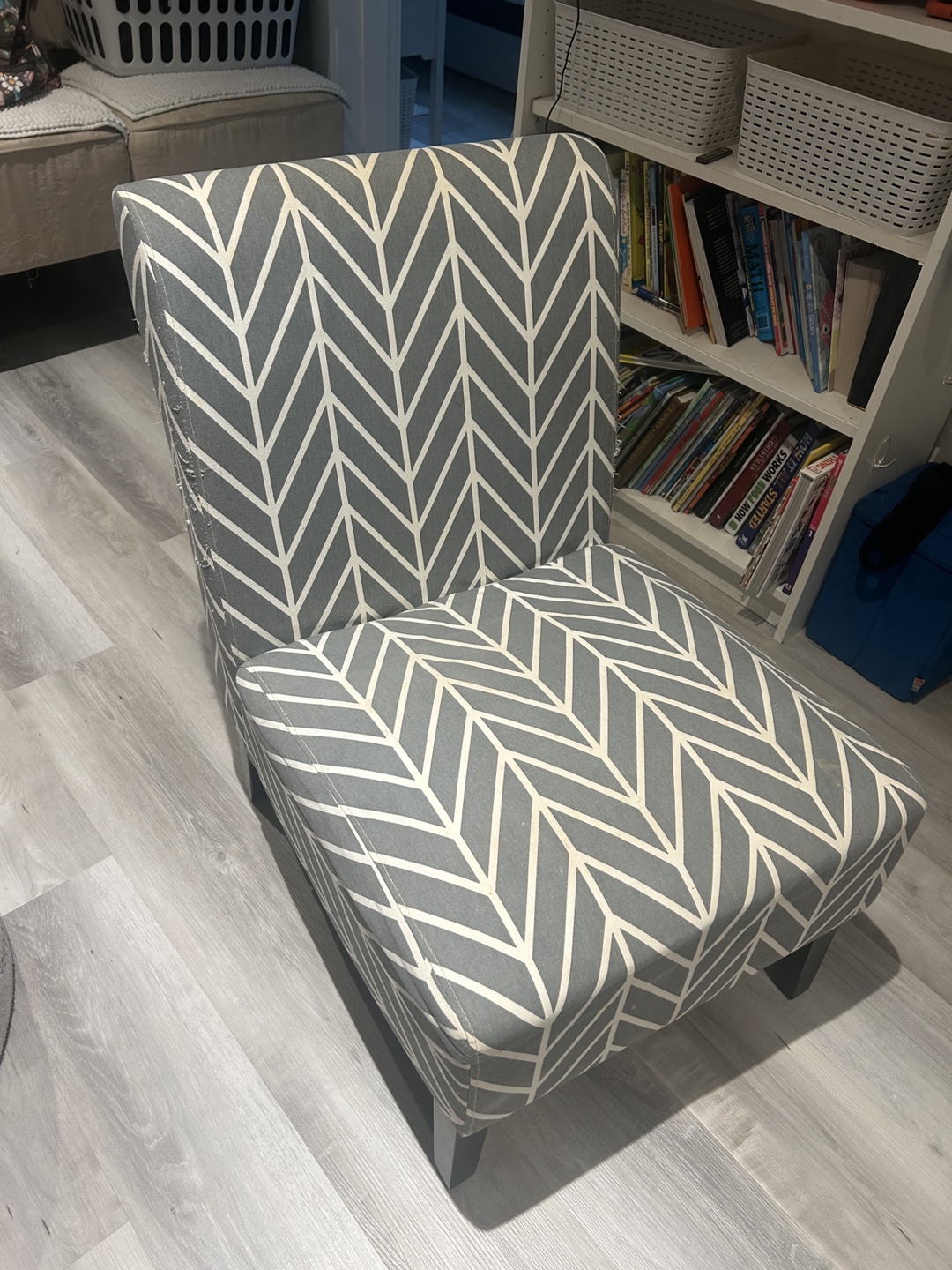 Grey Fabric Accent Chair and Ottoman
