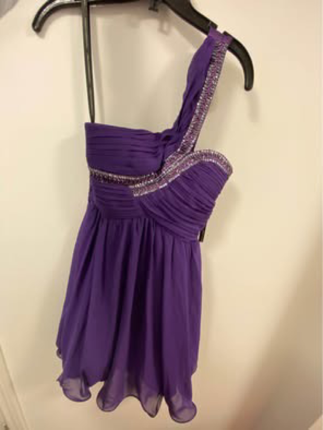 Little Mistress Purple One Shoulder Dress #ThriftyPicks