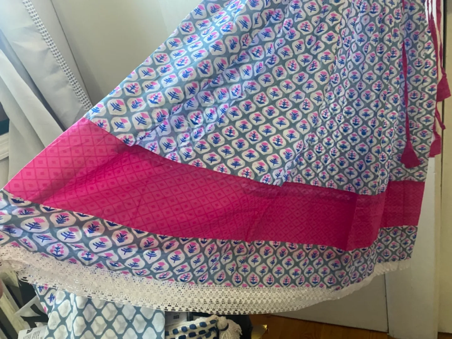 Blue and Pink Floral long Dress,gawn,anarkoli image indicator(4)