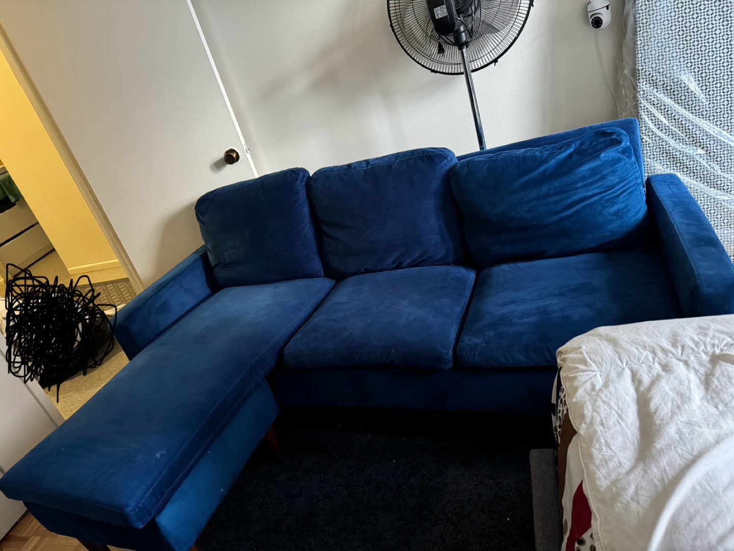 Blue L- shaped sofa couch for small living room and apartment - photo 2