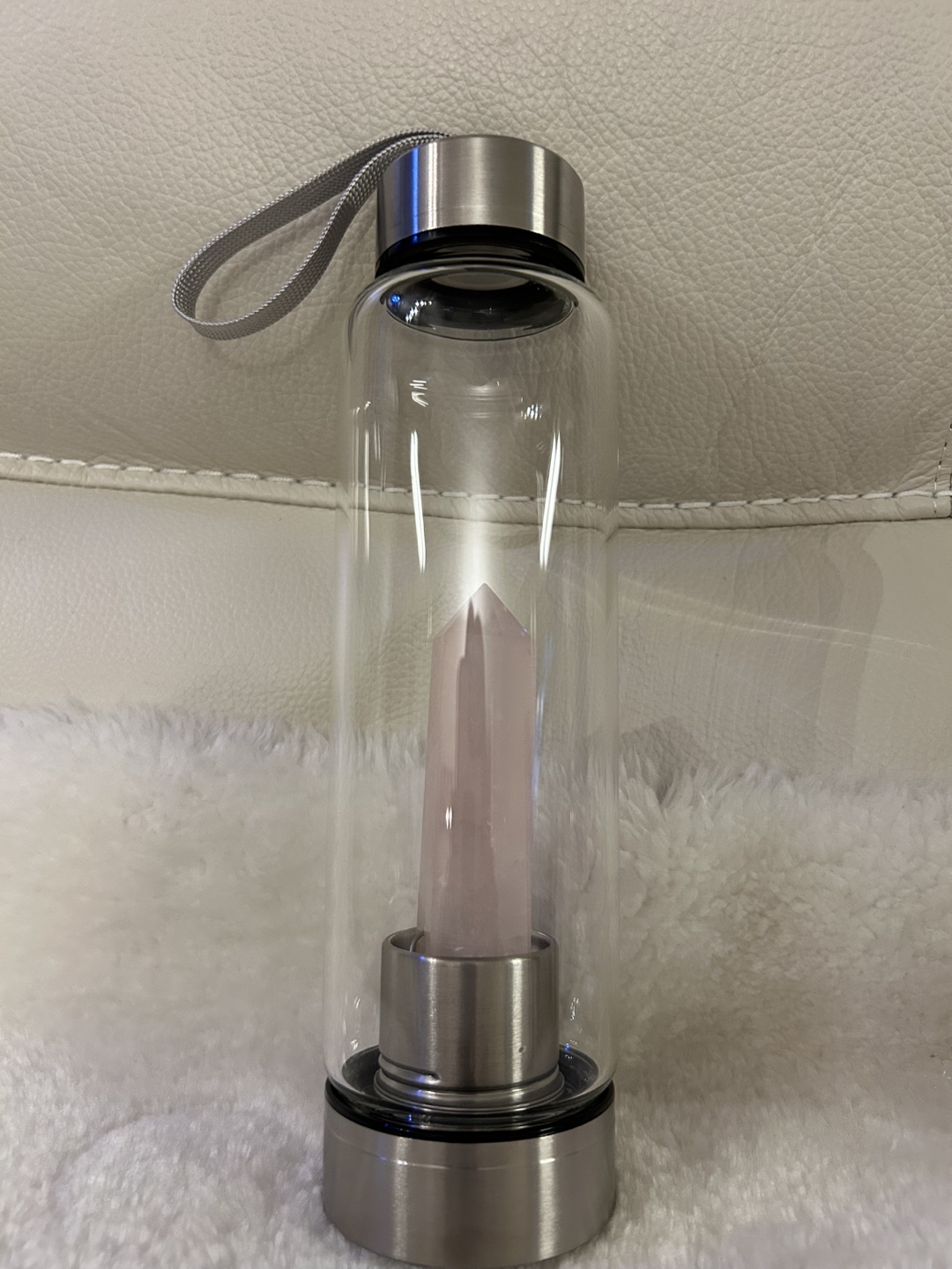 Rose Quartz Crystal Infused Water Bottle