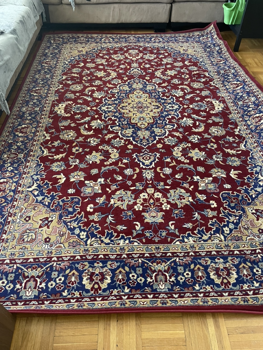 Red and Blue Floral Area Rug