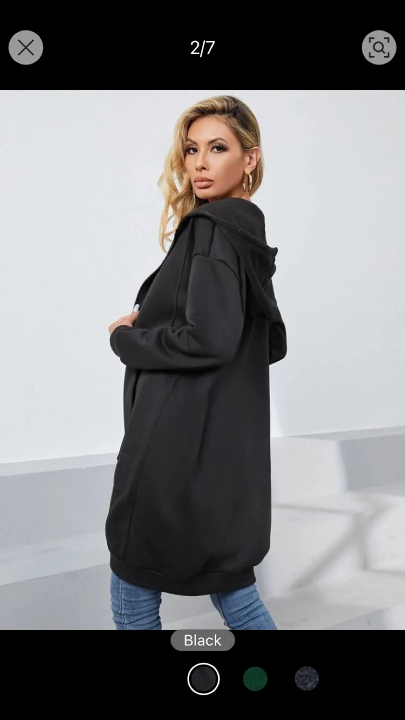 New!! Grey Long Sleeve Zip Up Hoodie image indicator(2)