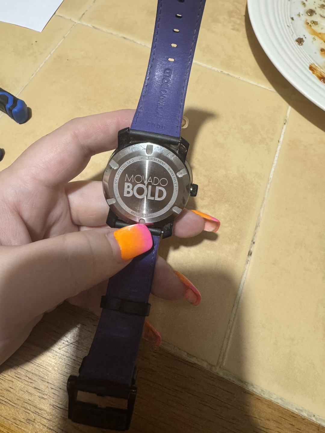 Movado Bold Black Dial Watch with Purple Band- women’s - photo 5