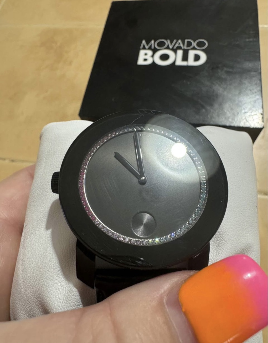 Movado Bold Black Dial Watch with Purple Band- women’s - photo 2