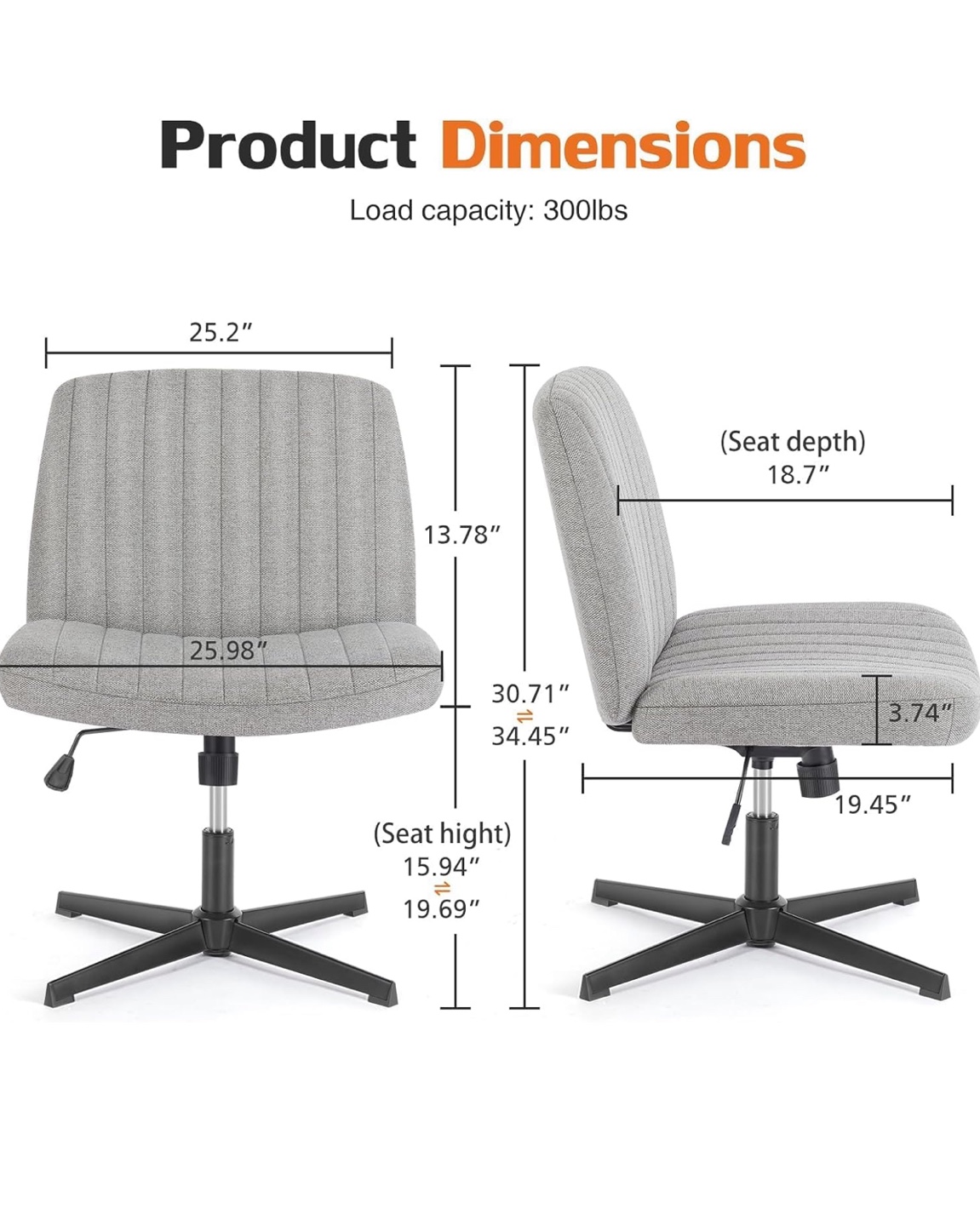 Grey Fabric Swivel Office Chair - photo 2