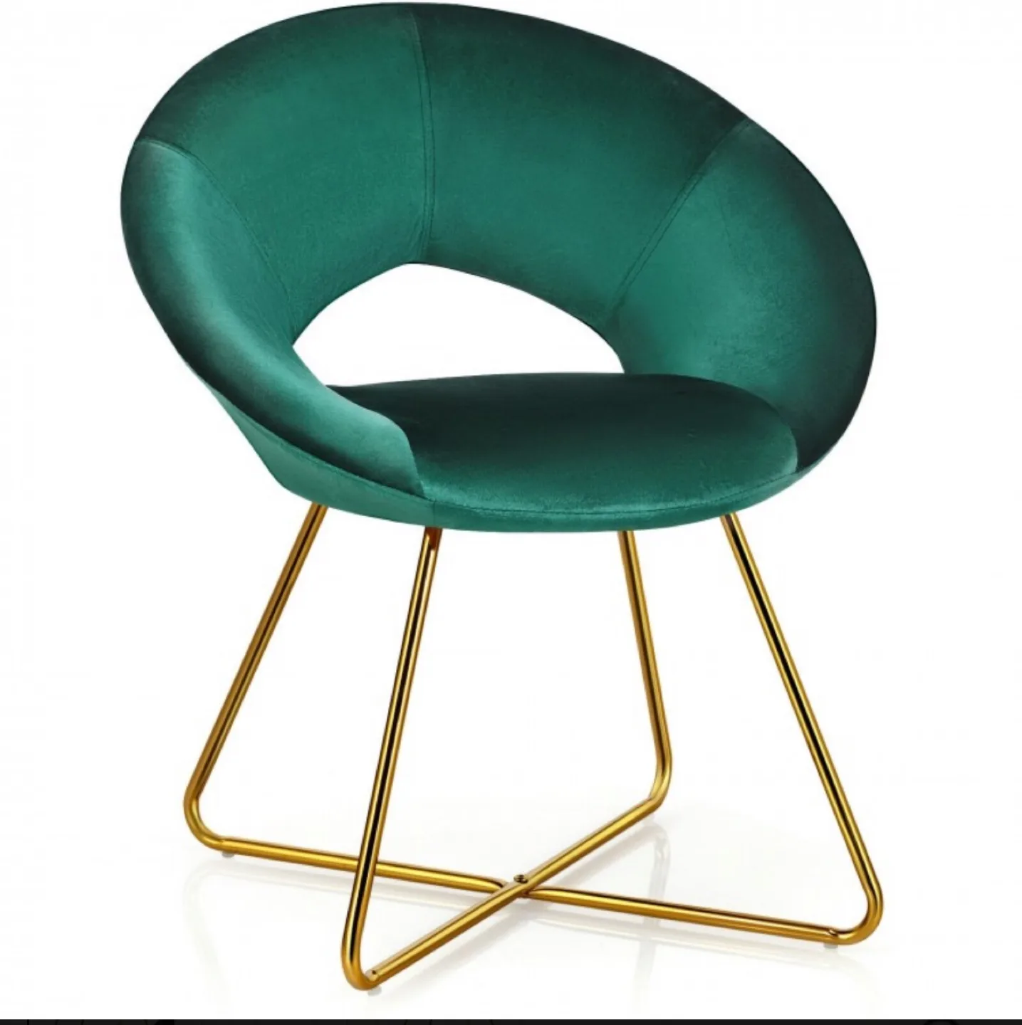 Green Velvet Accent Chair with Gold Legs thumbnail