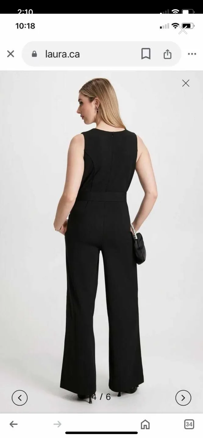 Black Crepe Belted Sleeveless Jumpsuit image indicator(3)