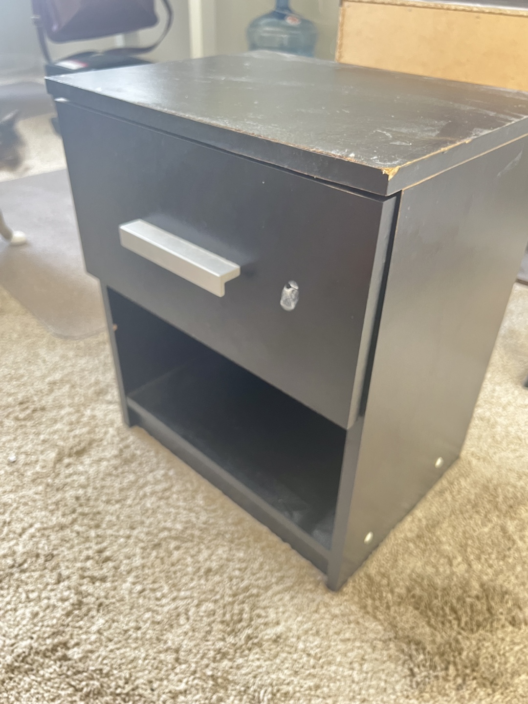 Black Nightstand with Drawer