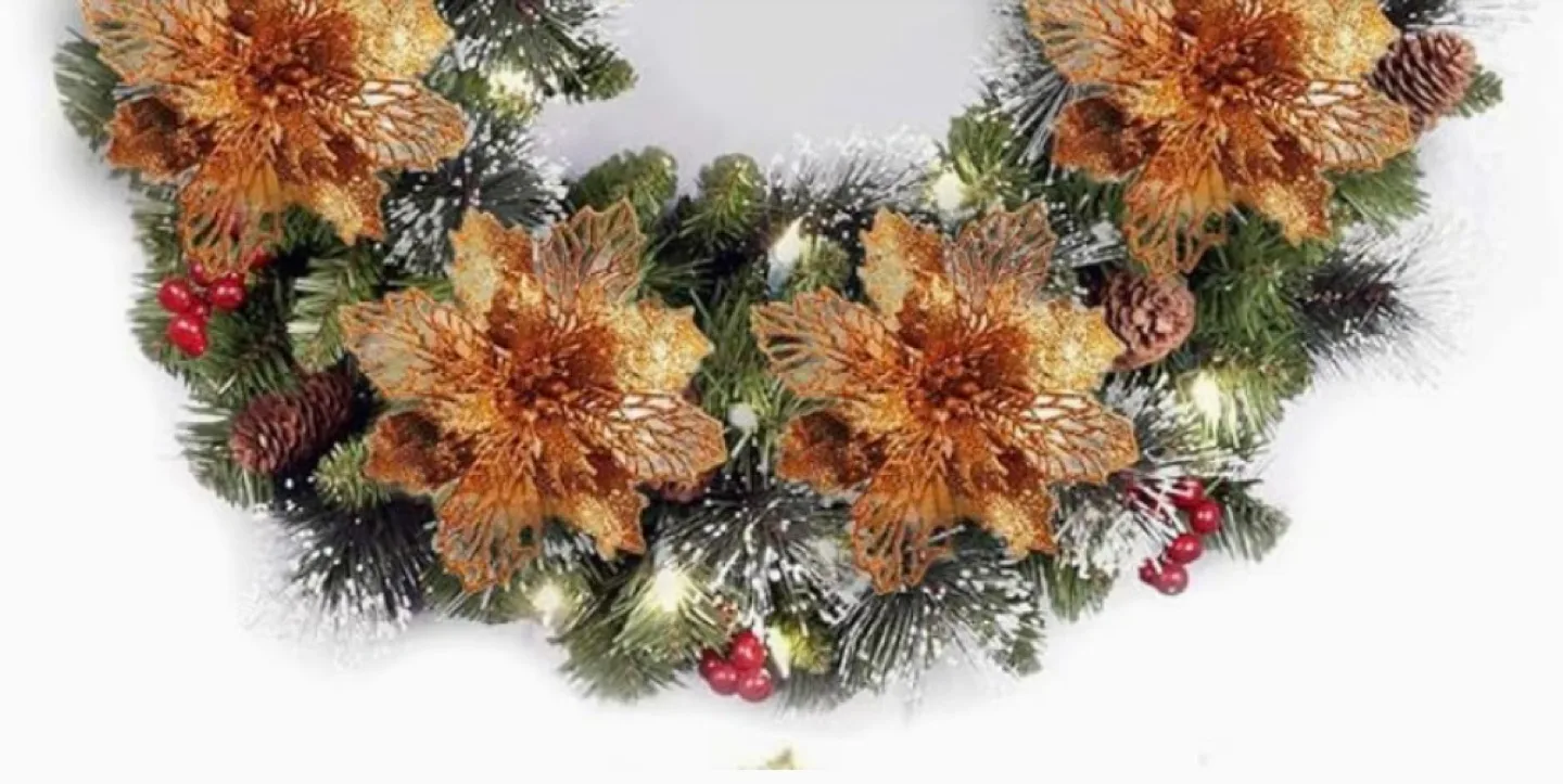 Set of 24 Copper Glitter Christmas Poinsettia image indicator(4)