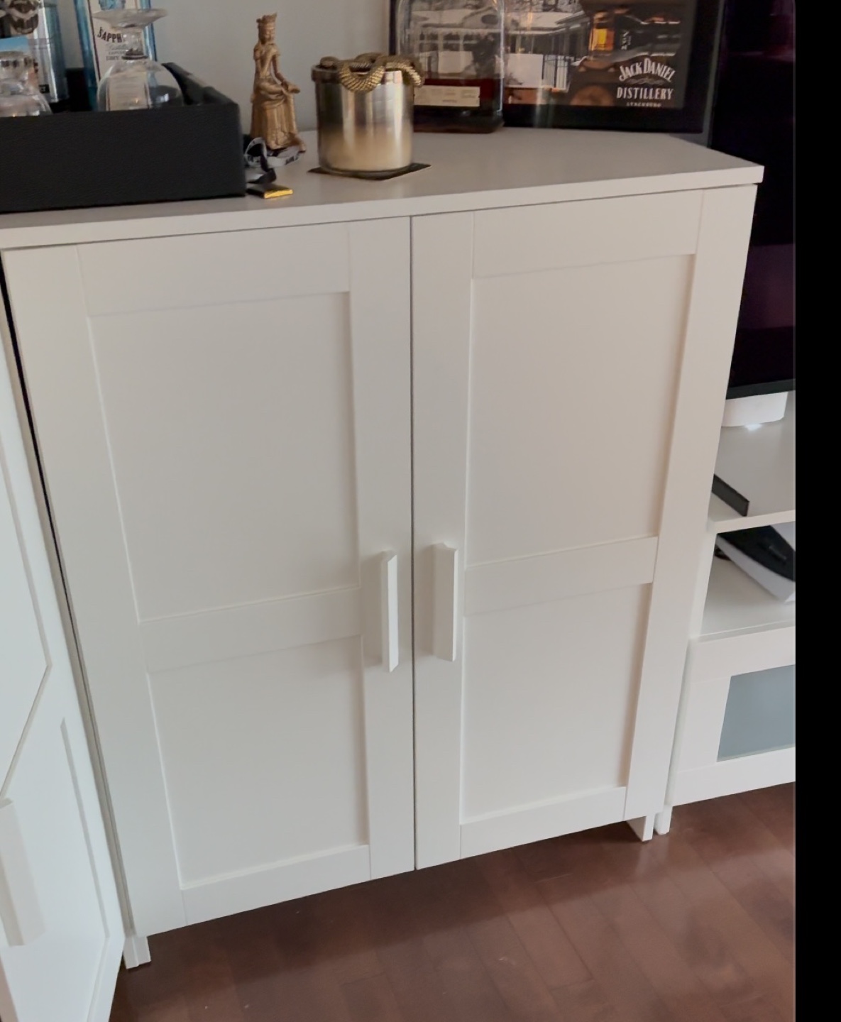 2 White Cabinets with Doors