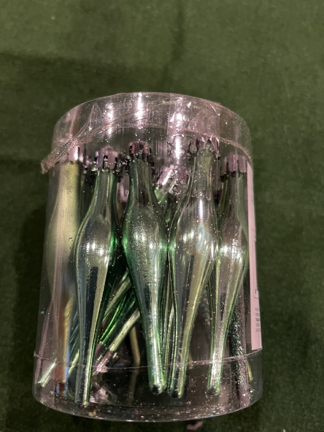 20 Green Glitter Christmas Ornaments - photo 3