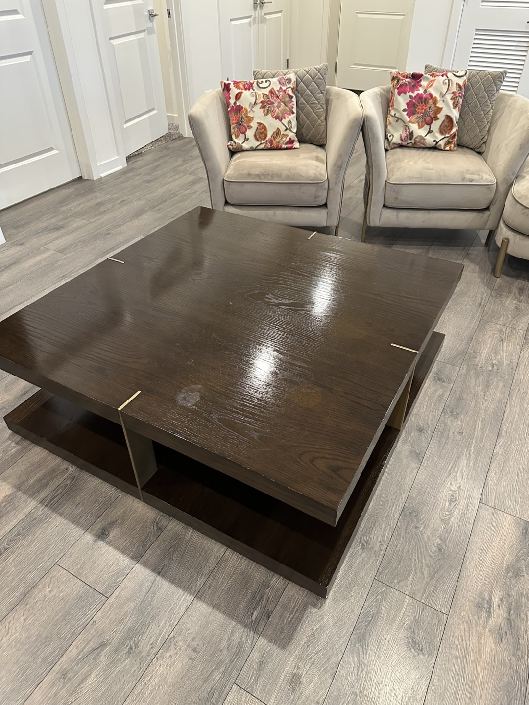 Modern Dark Wood Coffee Table Set