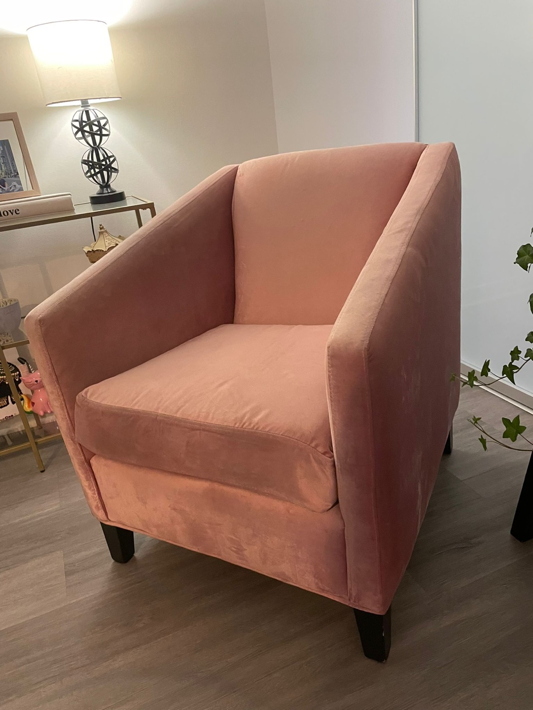Pink Velvet Accent Chair