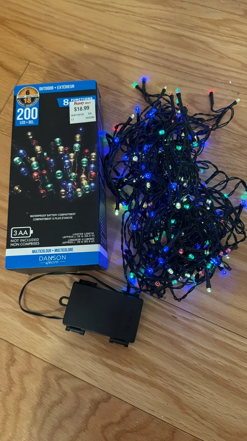 200 LED Battery Powered Multicolour Outdoor String Lights