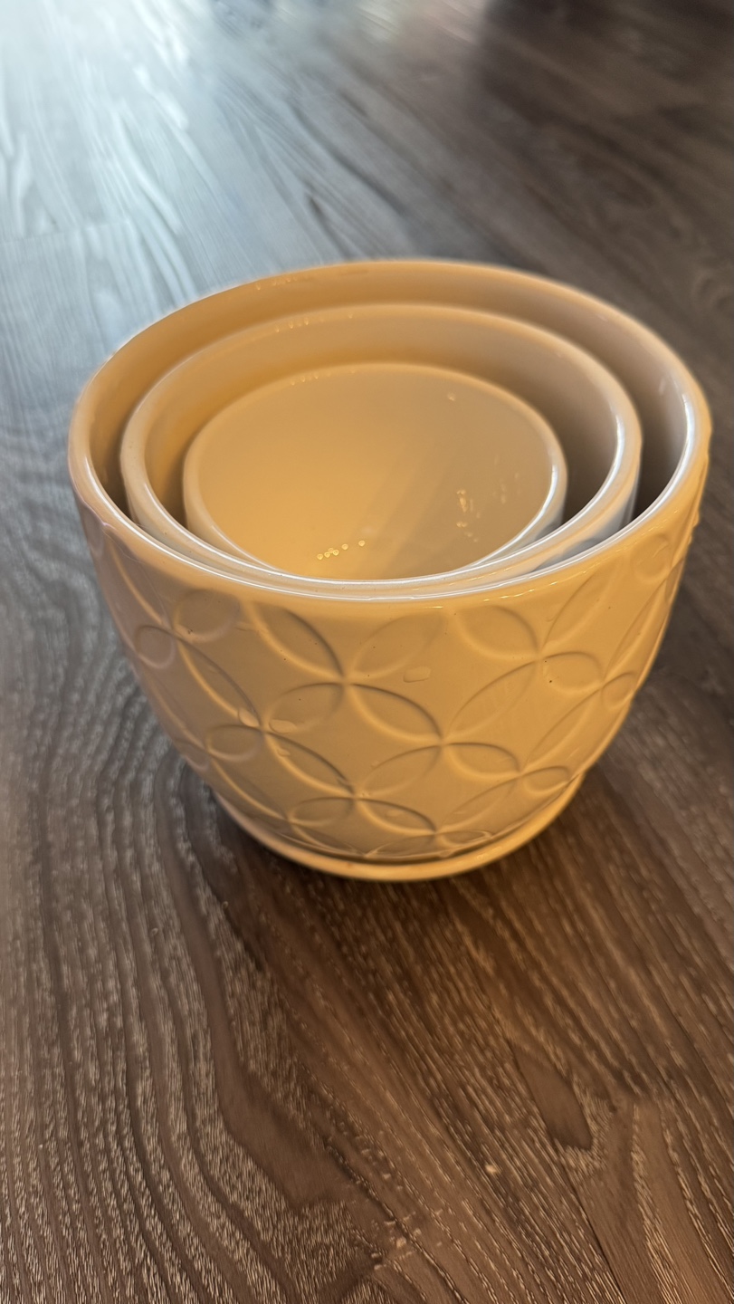 Set of 3 White Ceramic Planters - photo 3