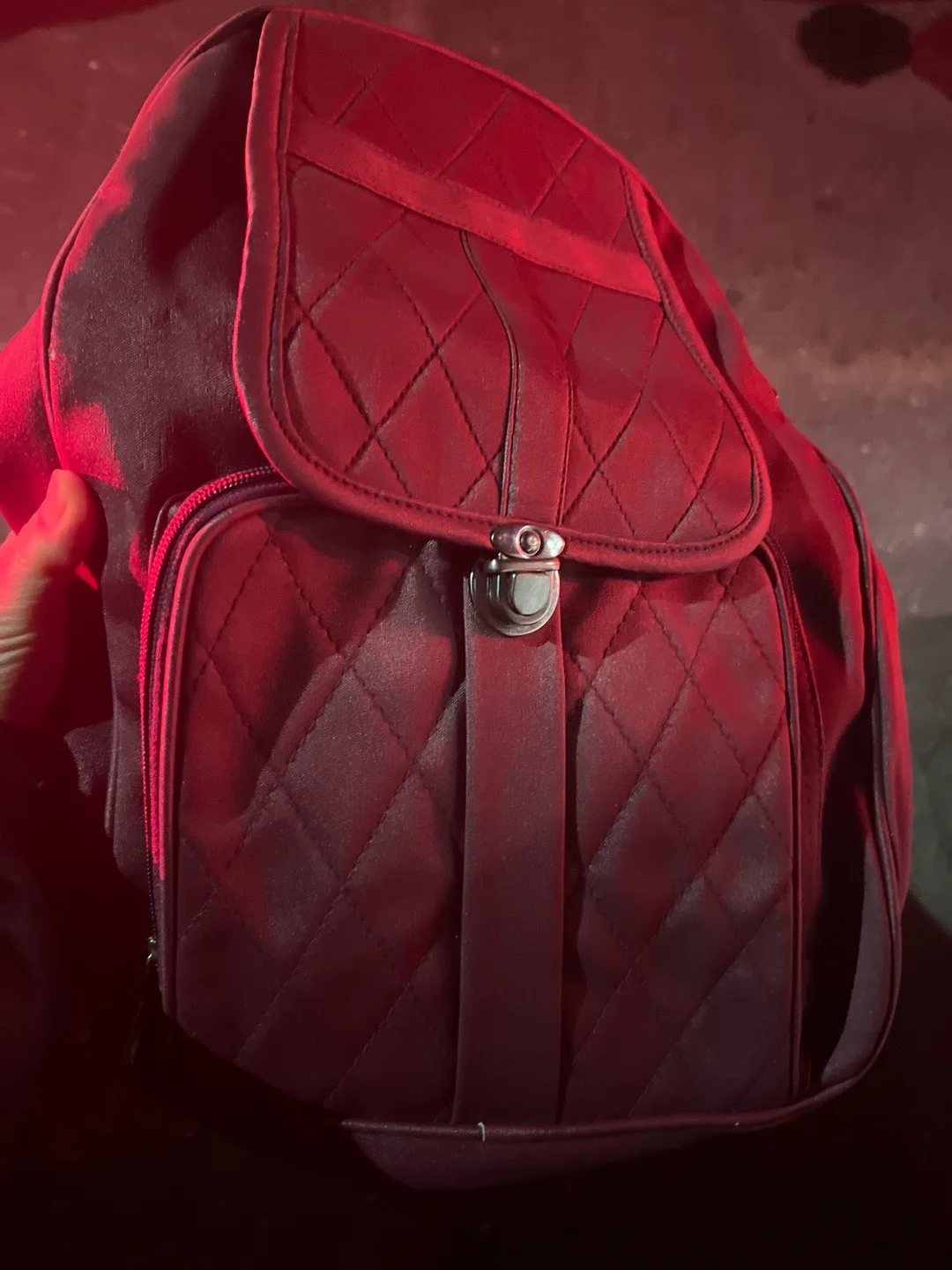 Red Quilted Backpack thumbnail