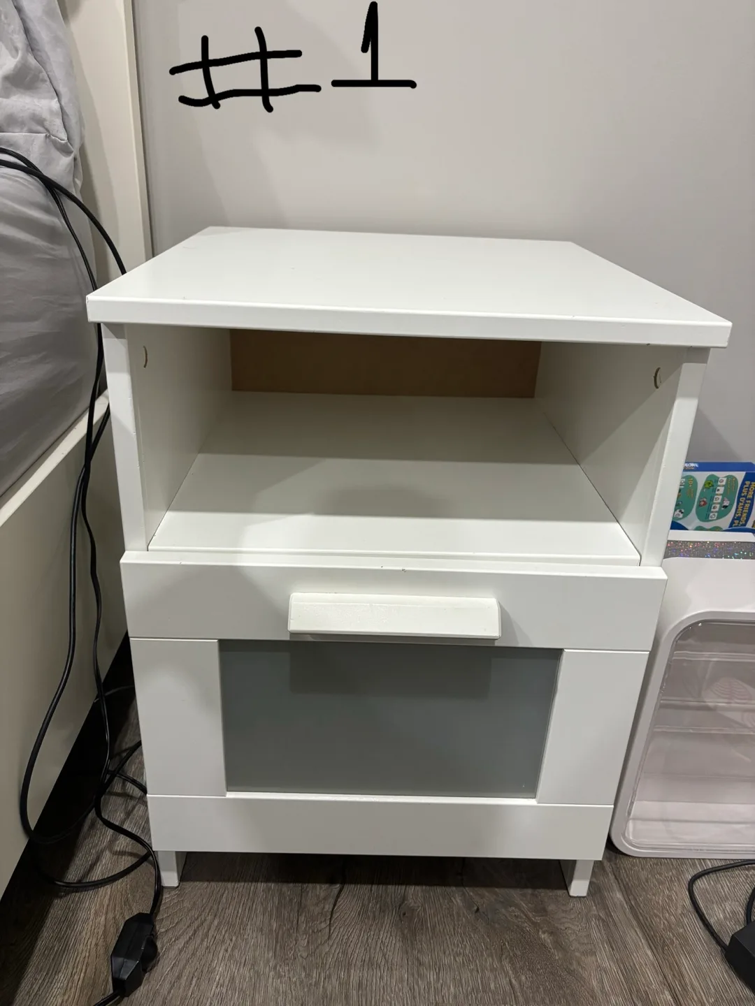 White Nightstand with Drawer and Shelf image indicator(2)