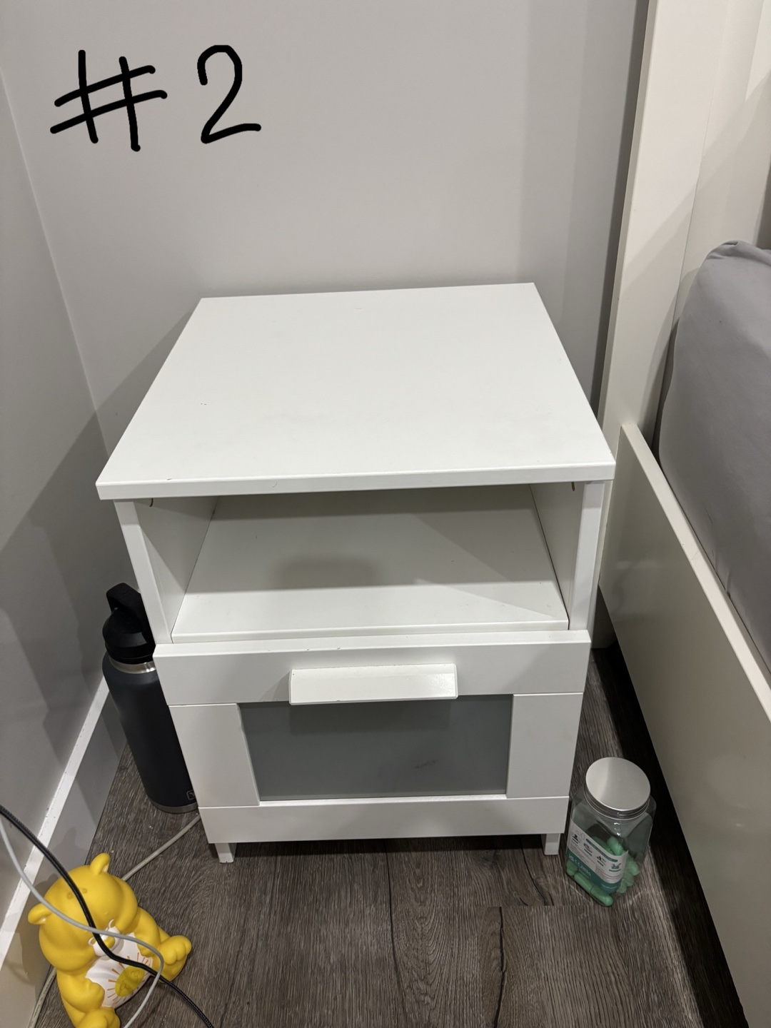 White Nightstand with Drawer and Shelf - photo 5